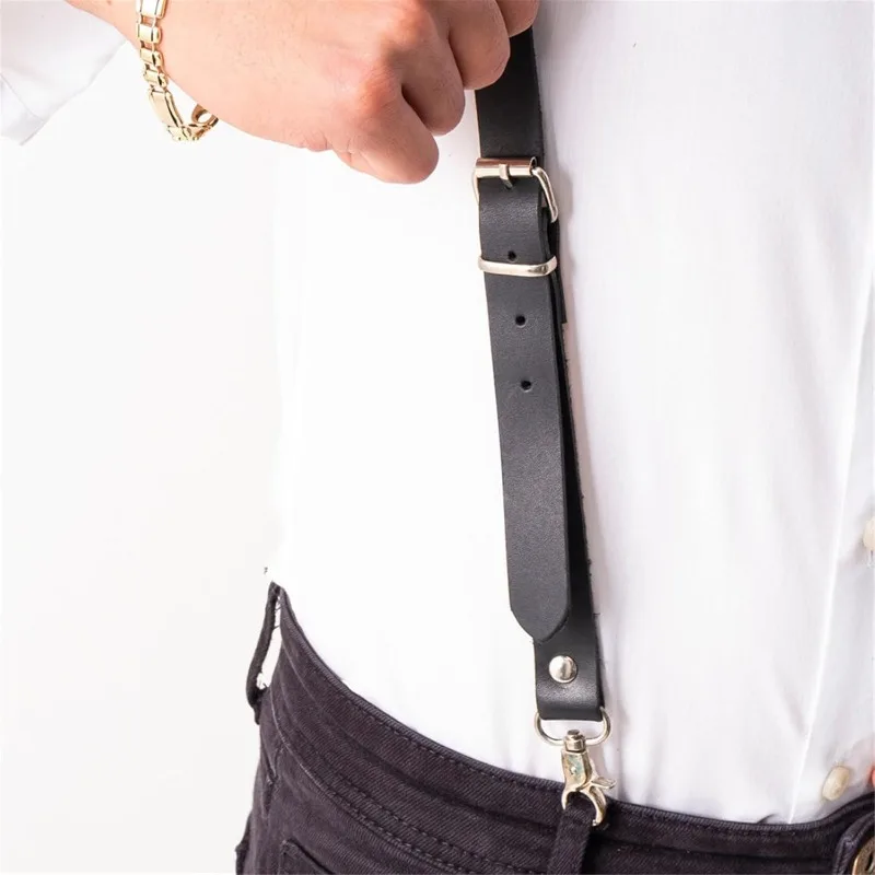 für Männer Vintage Herren Rückenlehne Metallhaken verstellbar NEUE Steampunk Renaissance Lederriemen – Detail 3