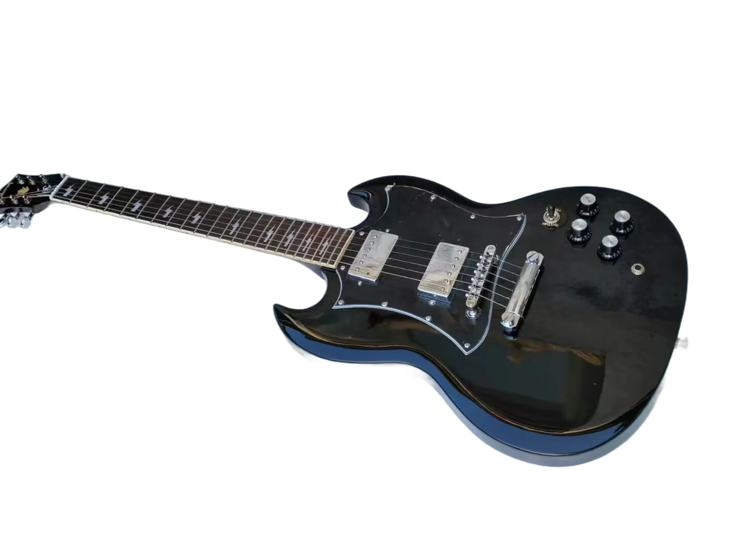 SG متجر الجيتار الكهربائي الأسود Angus Young ac&dc تطعيم التقاطات HH شحن سريع 22 فريتس