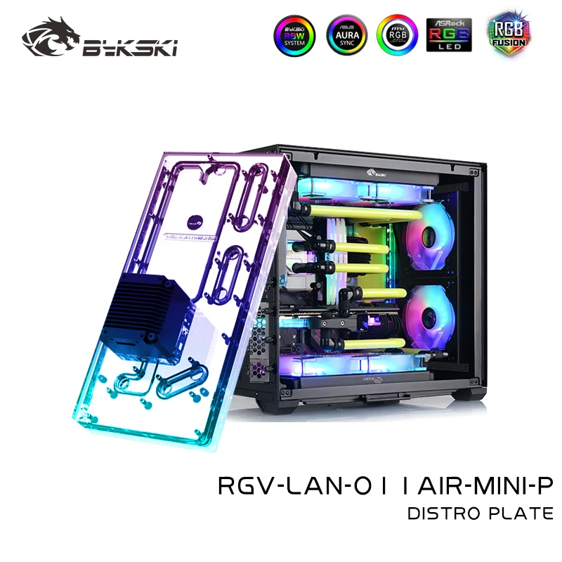 Bykski Distro Plate For LIANLI O11 AIR MINI Case, Waterway Board Reservoir Pump For Computer Water Cooling RGV-LAN-O11AIR-MINI-P