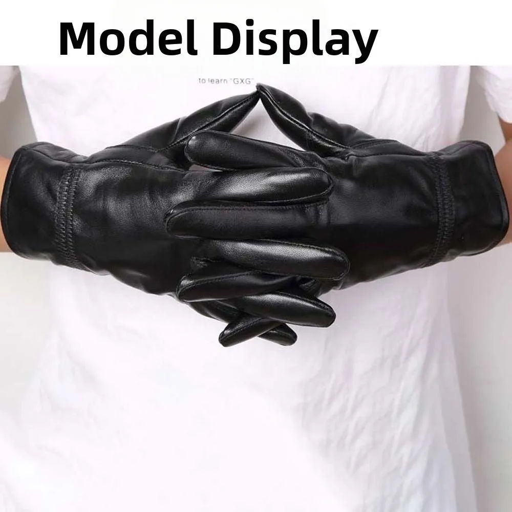 

1pair Gift Soft PU Anti-cold Gloves Solid Color Waterproof Men Finger Mittens Adjustable Warmer Windproof Mittens Driving