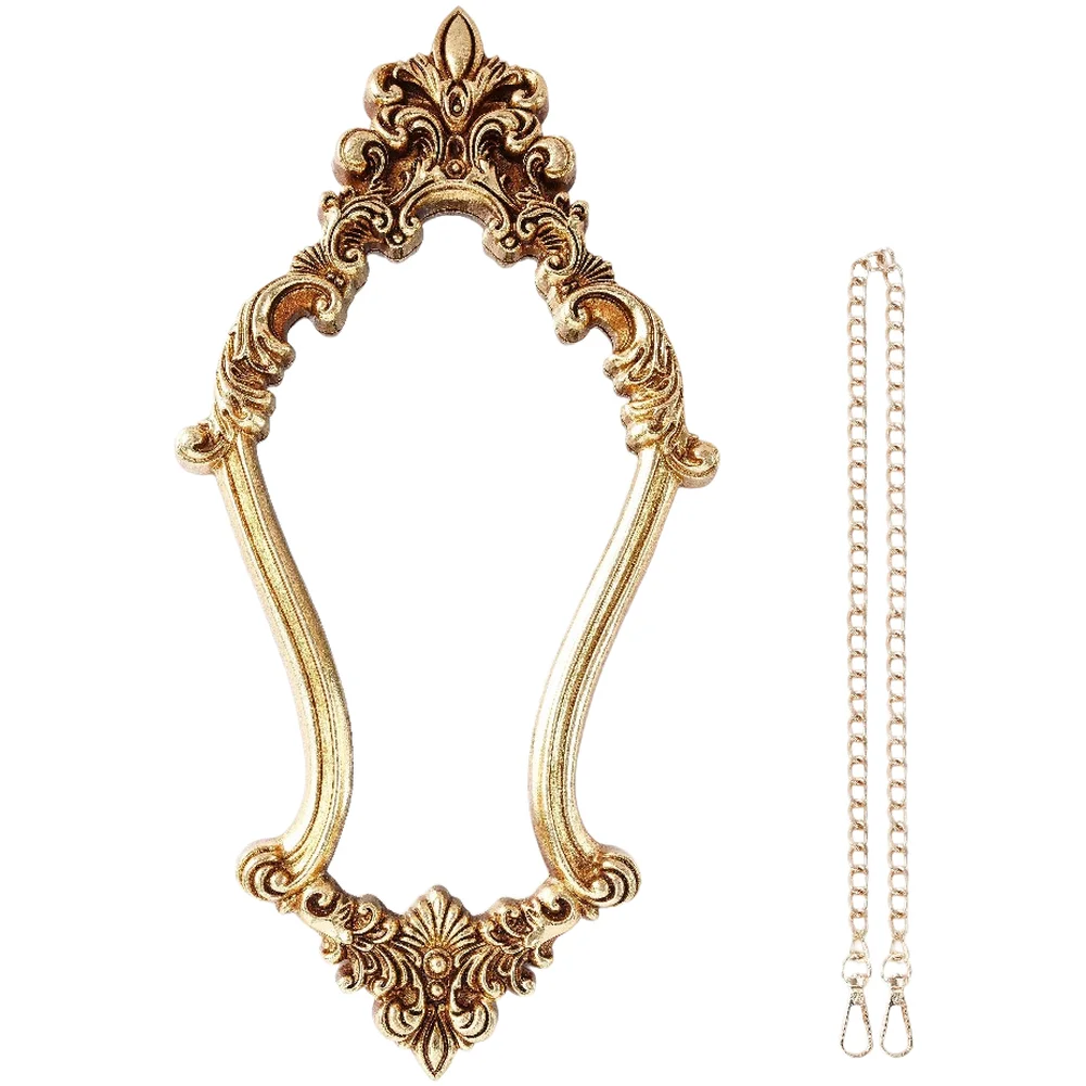 Elegant Baroque Wall Mirror Featuring Classic Scroll Patterns and Delicate Floral Accents 7.9 x 15.4 Inch Resin Frame