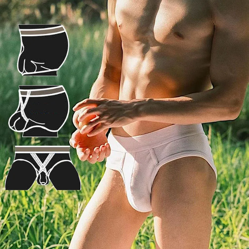 Slip intimo da uomo con anello semplice supporto a forma di U con borsa grande vita bassa biancheria intima Sexy sport mutandine da uomo Gay Hombre Sissy