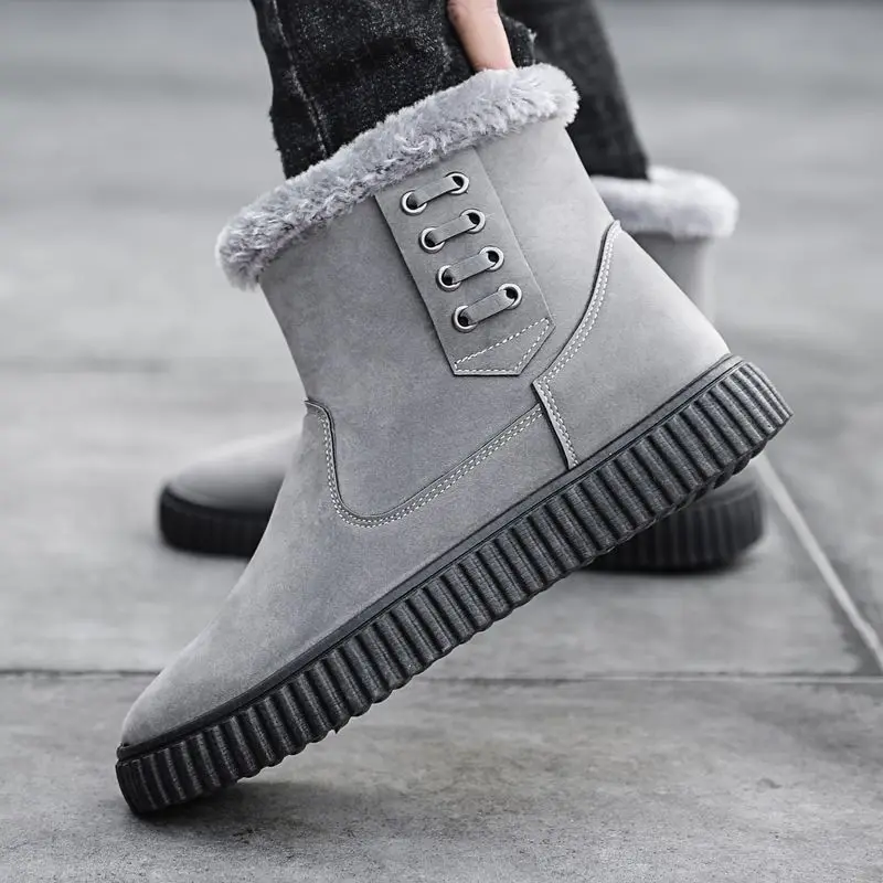 

2025 New Men's Snow Boots Fleece Lined Thickened Cotton Shoes Winter Warm Cold Proof Heavy Duty Cotton Boots for Men Anti Slip​