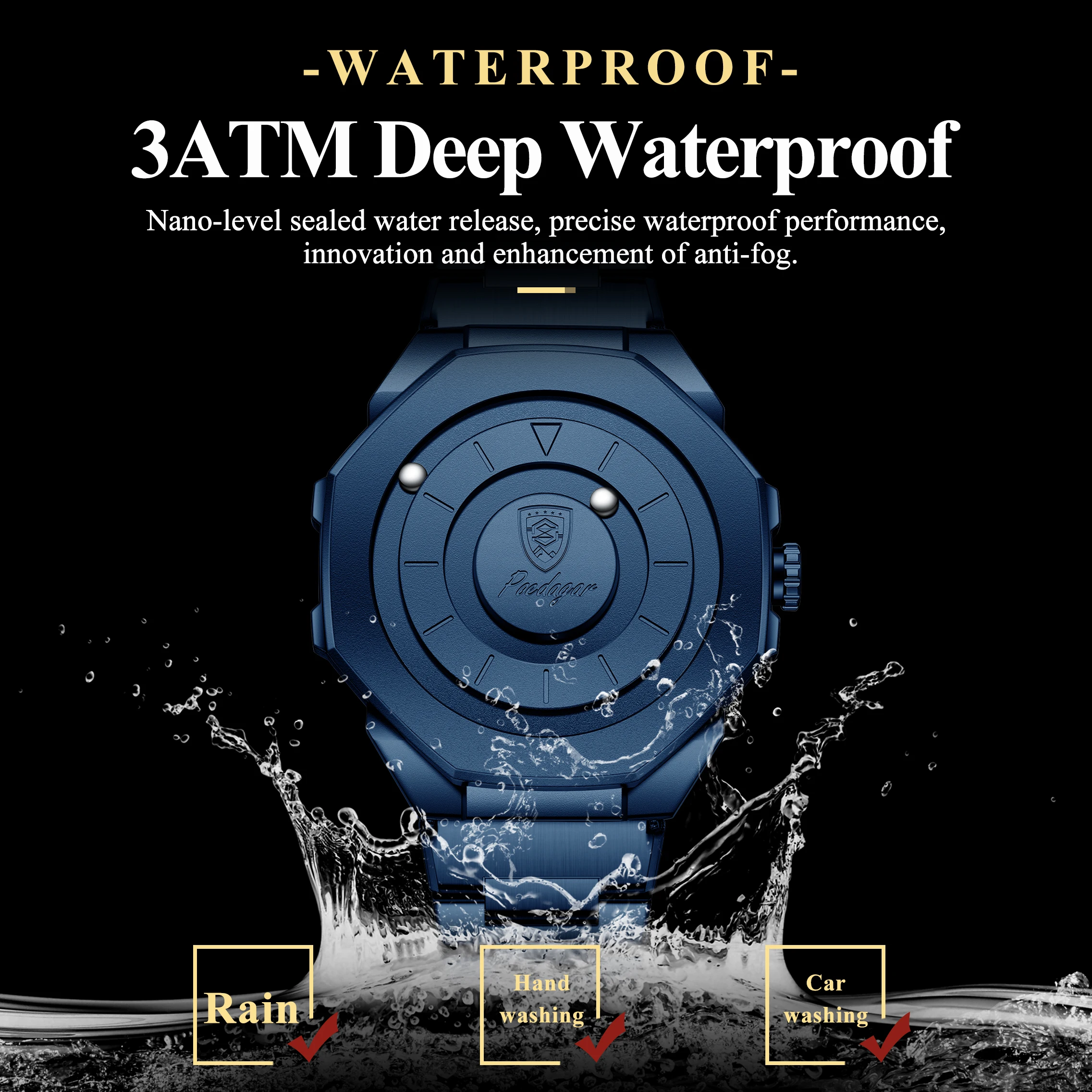POEDAGAR Top Creative Men Wristwatch Fashion Waterproof Stainless Steel Reloj Hombre 3