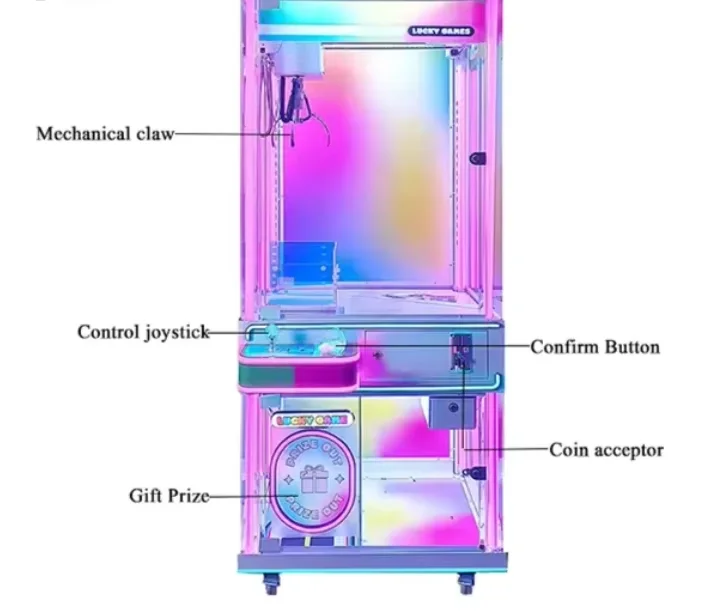 Factory-Powered Toy Crane Machine Coin-Operated Arcade Claw Vending Machine Adjustable Seat Japanese Language Key Master PCB