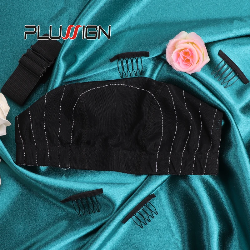 

Plussign Wig Cap For Making Wigs Mesh Dome Cap With Line 1pcs Elastic Band 1pcs 5 Teeth Hair Extension Clips 4pcs Wig making kit