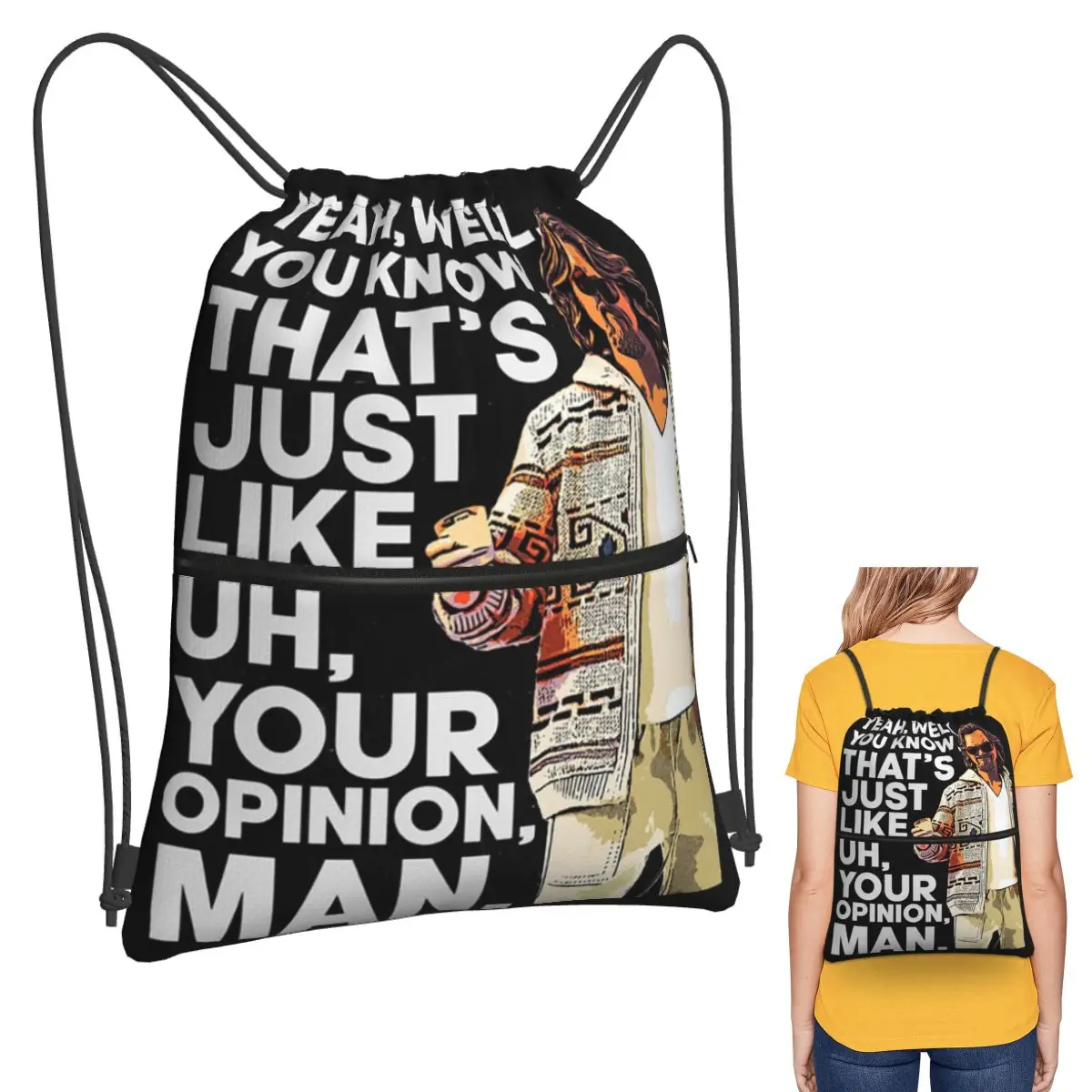 

The Big Lebowski Vintage Backpacks Portable Drawstring Bags Storage Bag Book Bags for Man Woman Students