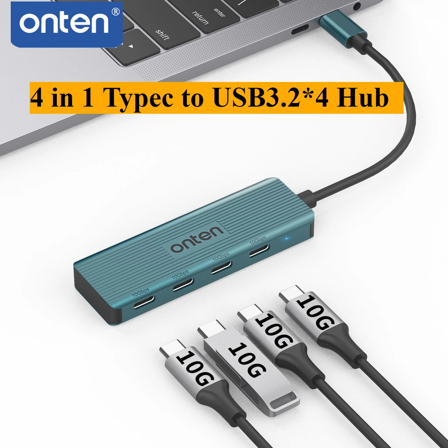 ONTEN USB C Hub 4 Ports 10Gbps Type C to USB C 3.2 GEN2 Hub Adapter for Laptops MacBook USB 3.2 Hub laptop accessories