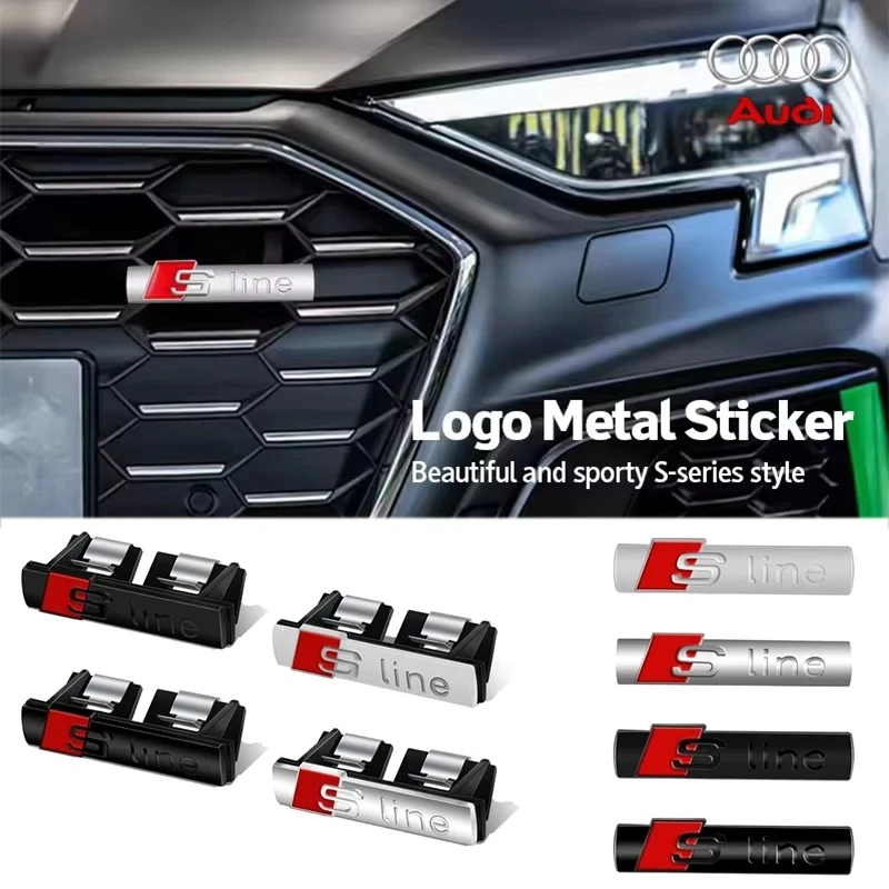 Car Sline Badge Body Rear Deocoration Sticker Front Grille Emblem for Audi S A3 A4 B8 8P 8V B6 A5 A6 C7 Q5 B9 B7 C6 A1 Q7 Q3 Tt