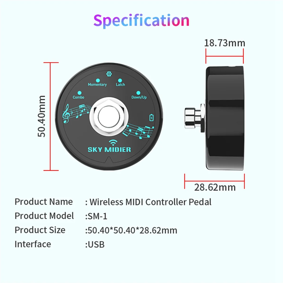 

Bluetooth 5.1 Wireless MIDI Controller Rechargeable Portable MIDI Foot Controller Pedal Wireless MIDI System