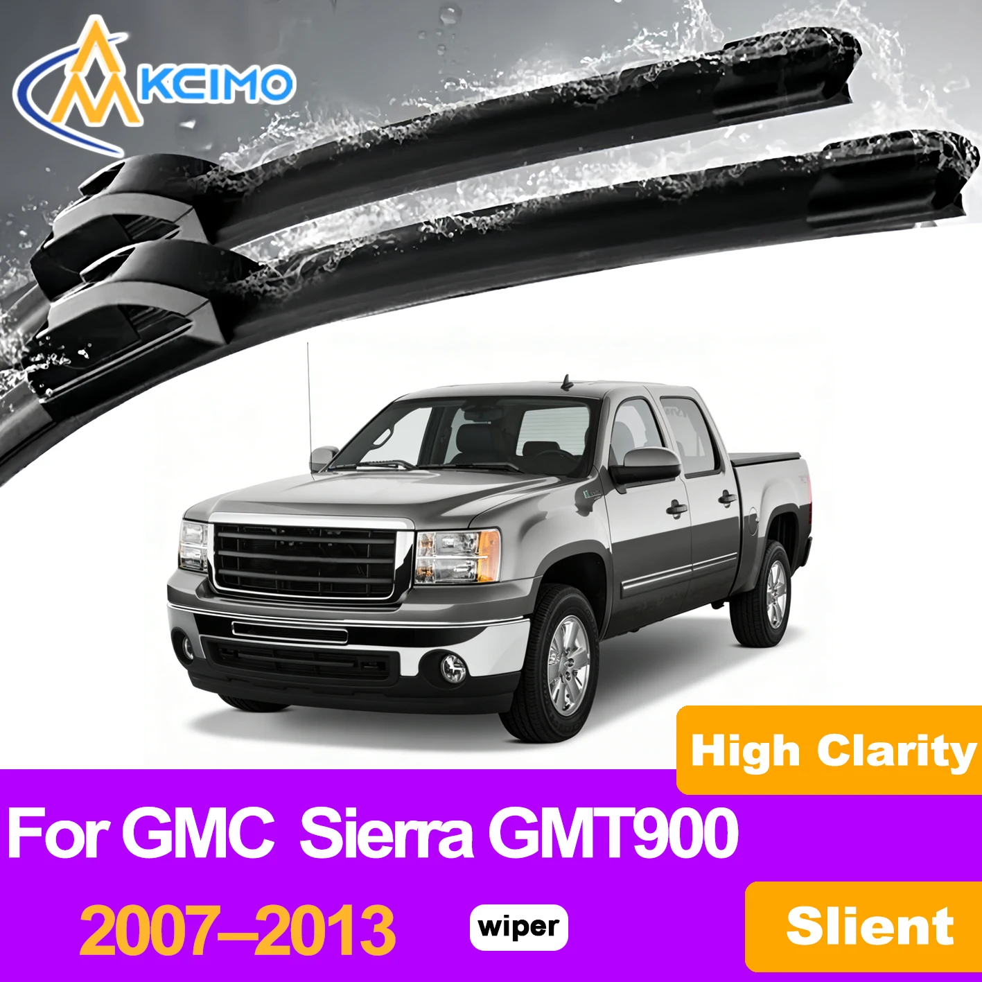 

KCIMO 2PCS Front Windshield Wiper Blades For GMC Sierra GMT900 2007–2013, All-Weather Performance Clear Vision in Rain Snow