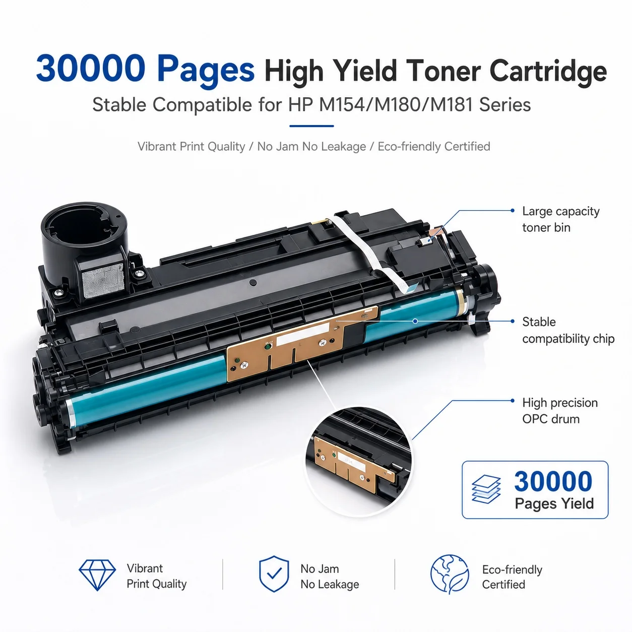 30K High Yield 154A W1540A Compatible Image Drum Unit for HP Laserjet Tank 1502 2502 MFP 1602w 2602dn 2602sdn Sdw Printer