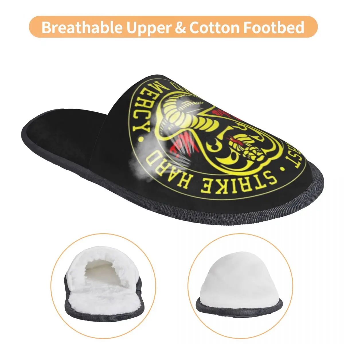 Custom Cobra Kai Round House Slippers Women Cozy Memory Foam Dojo Slip On Bedroom Slipper Shoes