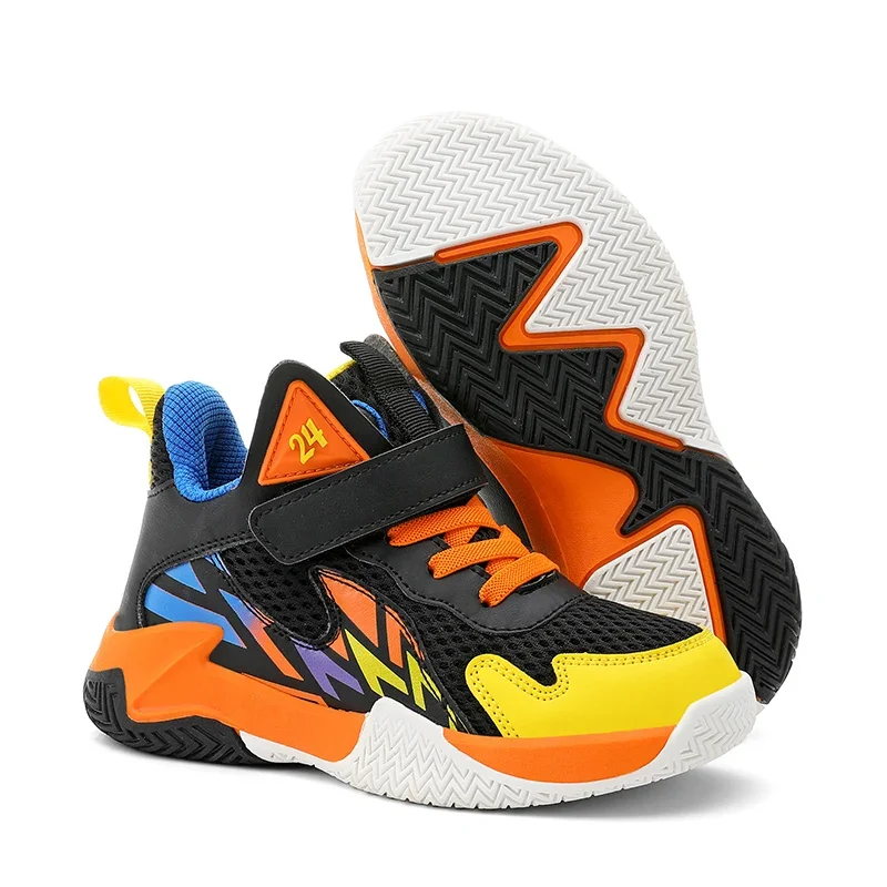 2024 Boys Basketball Shoes for Kids Sneakers Non-slip Outdoor Children Sports Shoes Breathable Mesh Chid Boys Basket Training