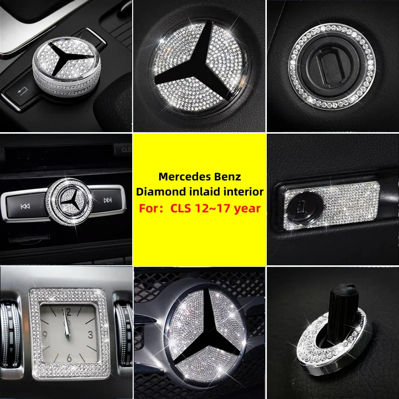 For Mercedes Benz CLS260 CLS300 CLS350 CLS400 Steering Wheel Air Vent Diamond Decoration Crystal Interior Sticker Accessories