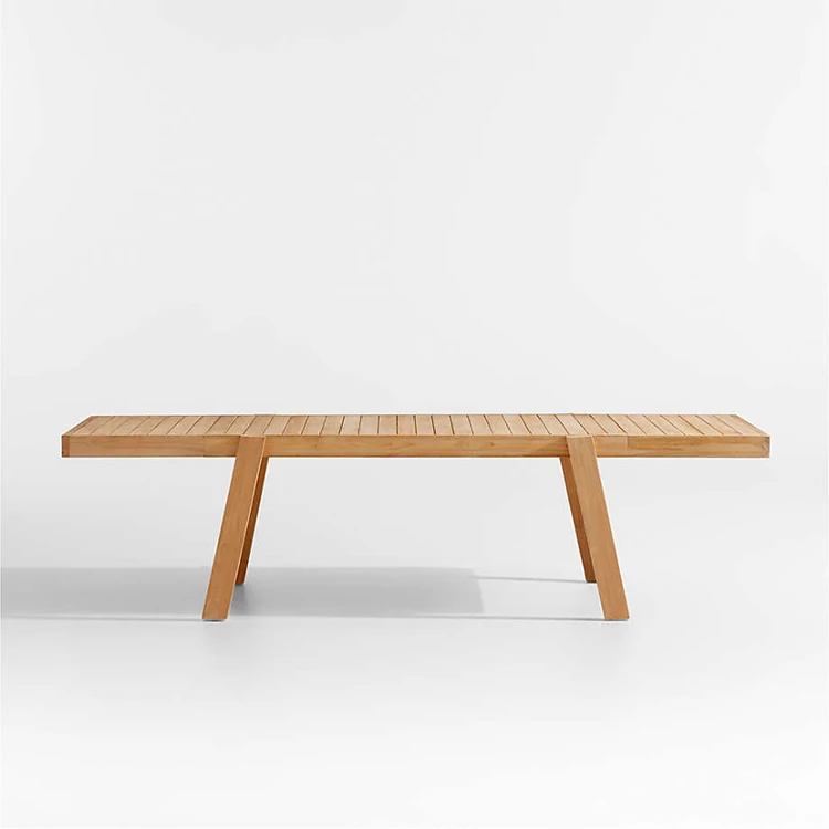 High End Garden Dining Set Villa Backyard Weather Resistance Teak Wood Save Space Outdoor Extendable Dining Table