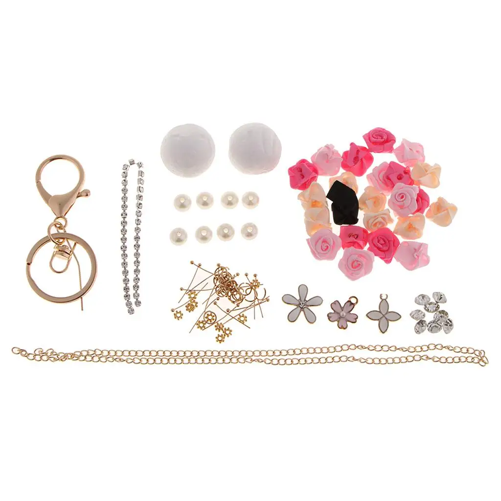 DIY Keychain Making Kits Set Diamante Bag Findings, Craft Supplies for Making Car Chain Accessories