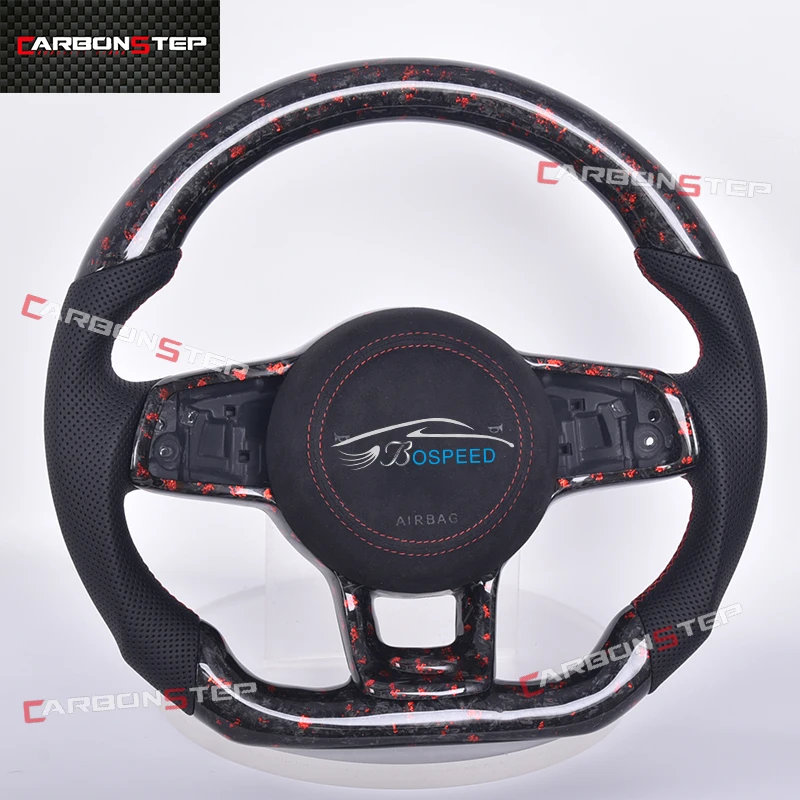 

For Volkswagen VW Golf Golf 7 5 6 8 R GTI MK7 MK5 MK6 MK1 Passat B8 GTS Arteon Suede Forged Carbon Fiber LED Steering Wheel