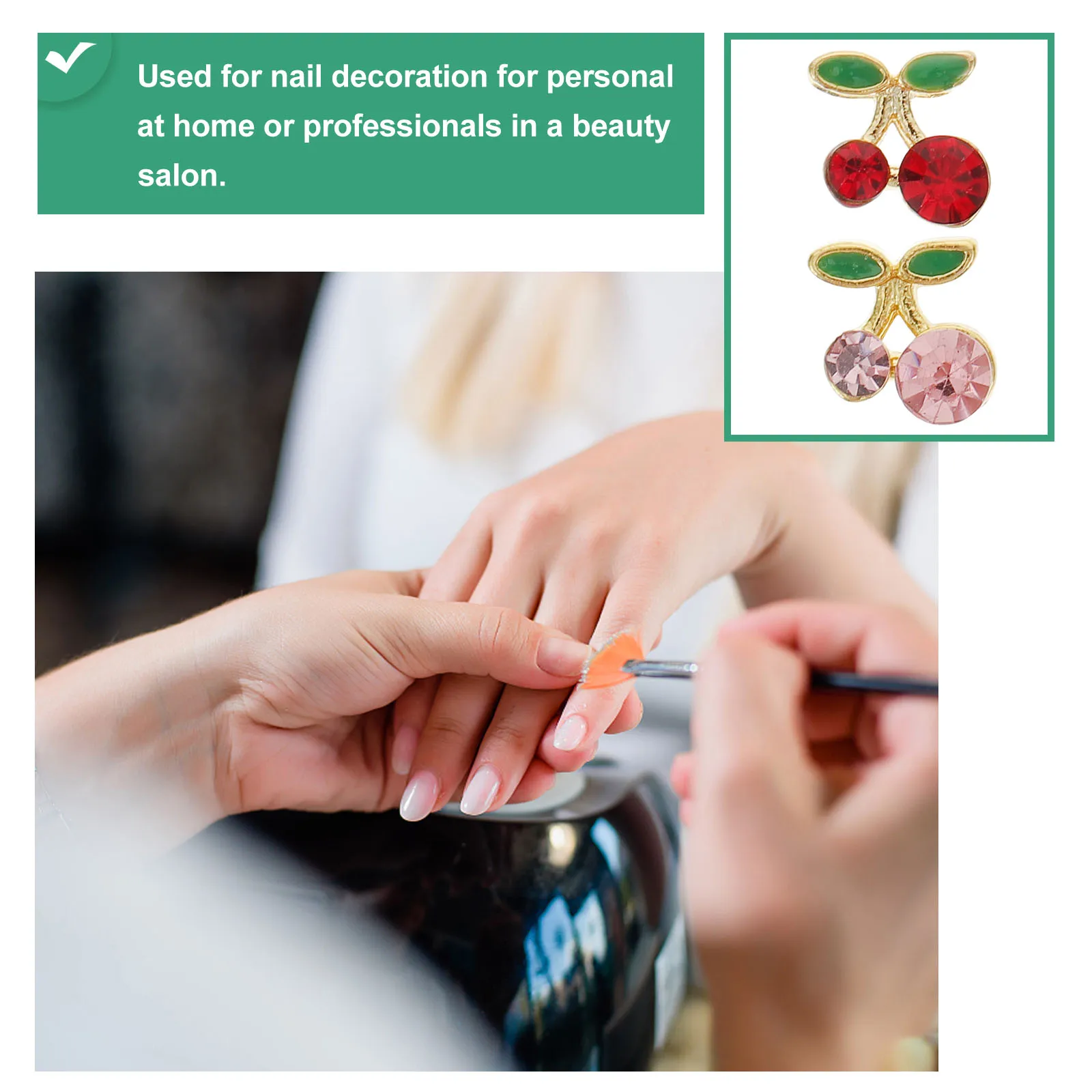 

36 pcs Cherry Charms Studs Decoration Fruit Rhinestone Alloy 3D Nail Jewelry Accessories for Nail Art Prom Wedding Party