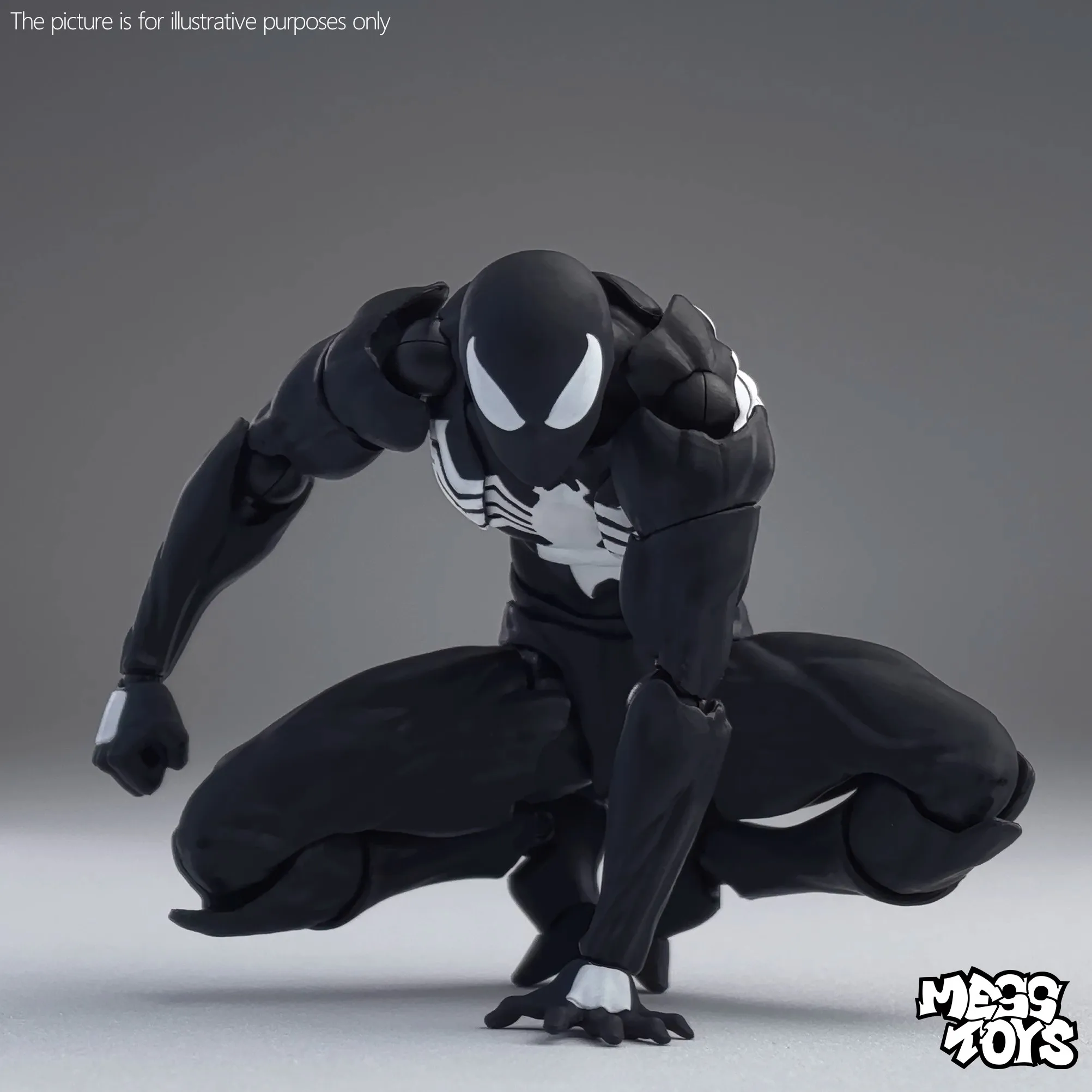 【En stock】Mess Toys Figura de acción de Spiderman Traje negro Vecino Symbiote Spiderman Figura de anime Spider Kaine Parker Figura roja