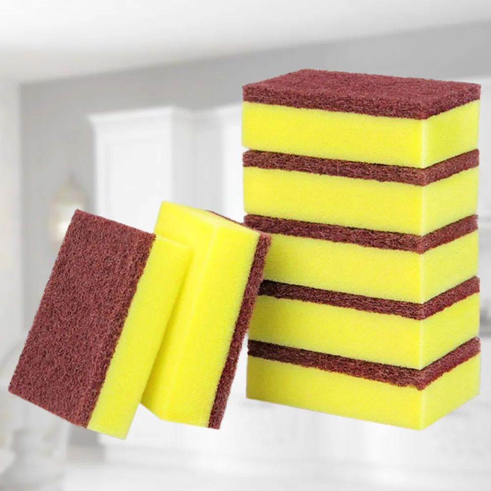 

10Pcs Rust Removing Scrub Sponge Durable Kitchen Cleaning Sponge Pad Dishwashing Scouring Pad Easy Grip Strong Decontamination