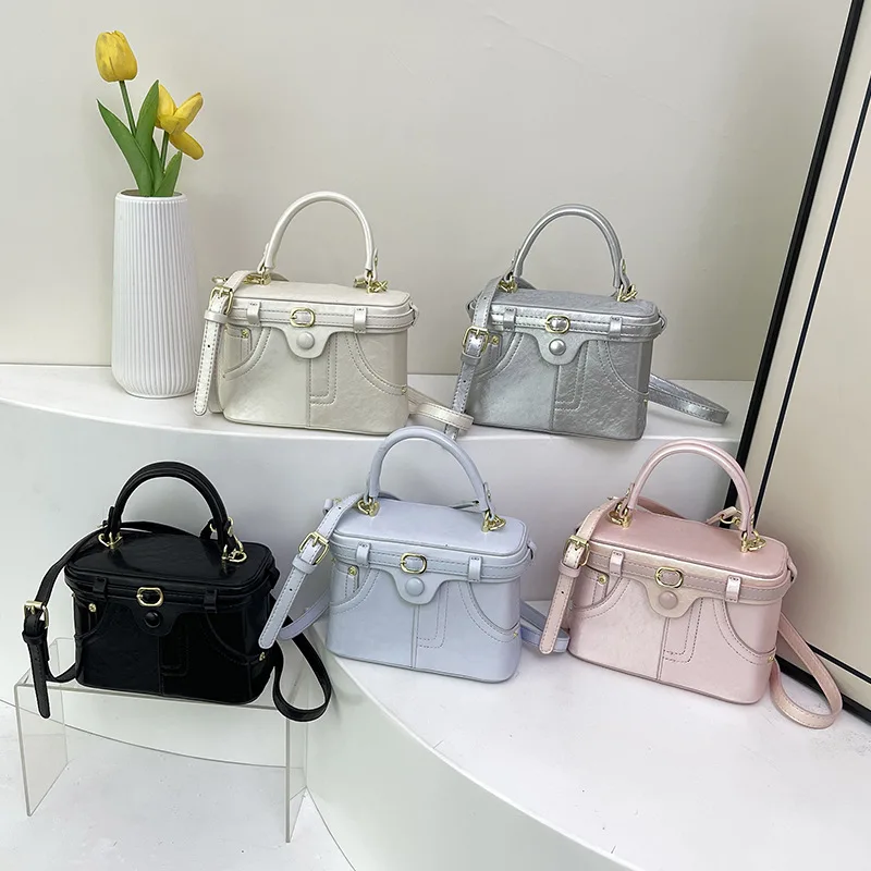 حقيبة صندوقية عصرية ومتعددة الاستخدامات، حقيبة كتف من الدنيم، حقيبة مكياج كروس متعددة الاستخدامات للنساء #5