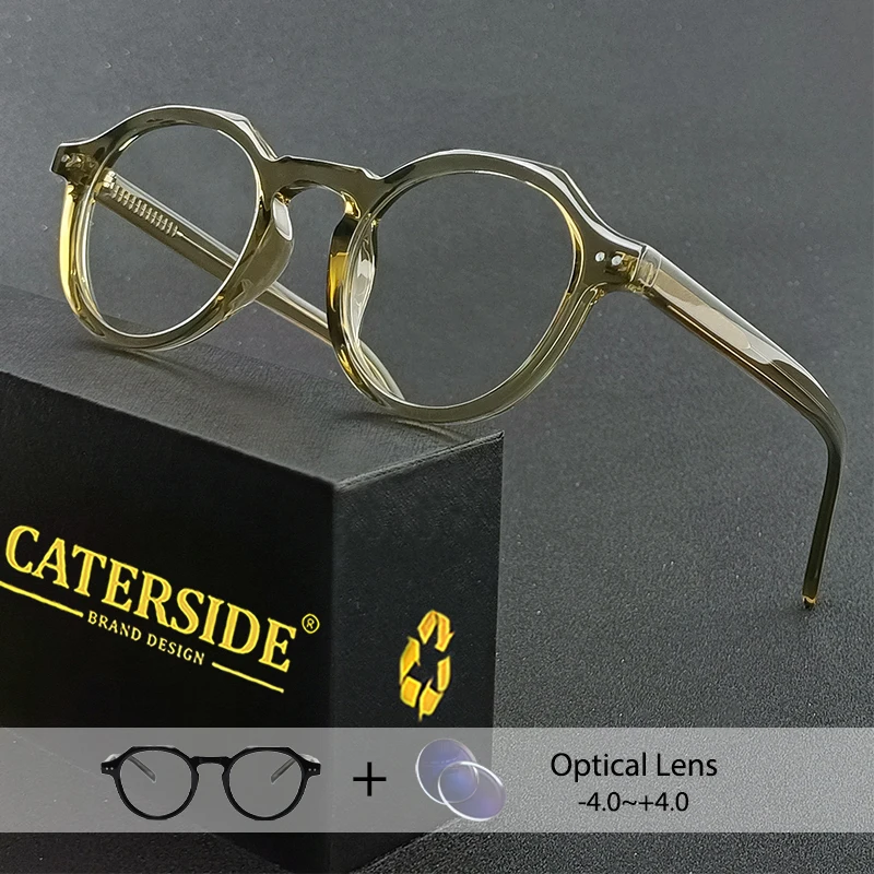 

CATERSIDE ретро многоугольные очки мужские синий свет блокирующие TR90 оправа ацетатный храм очки по рецепту женские оптические линзы