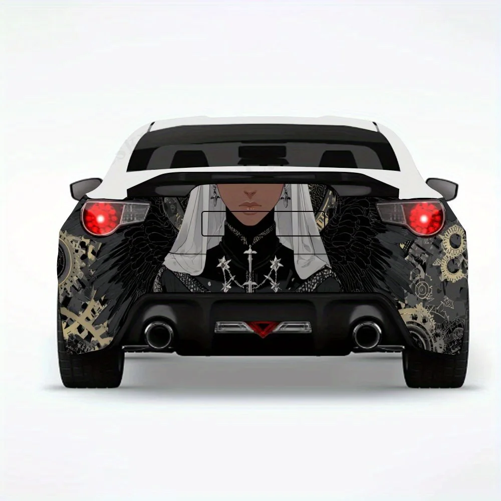 

Загадочная автомобильная наклейка с крыльями монахини, автомобильные виниловые обертки для украшения и защиты - водонепроницаемая самоклеящаяся виниловая наклейка
