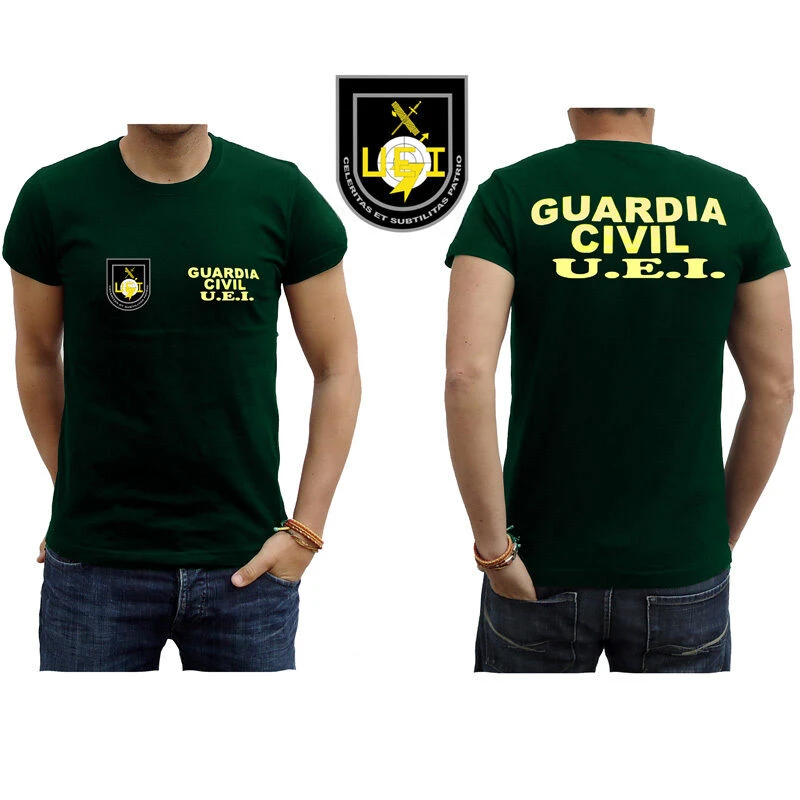 

Spanish U.E.I Civil Guard Men T-Shirt Short Sleeve Casual 100% Cotton Mens T Shirts