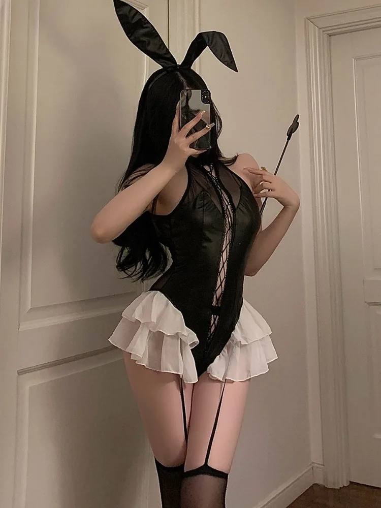 المثيرة تأثيري الأرنب فتاة الدانتيل أرنب النساء أنيمي ازياء خادمة نادلة موحدة عرض كوميدي الملابس عارية الذراعين ملابس خاصة العباءات