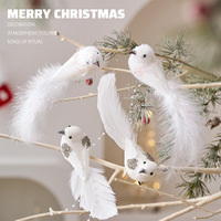 2Pcs Christmas Tree Pendant Bird Decoration White Foam Simulated Bird Pendant Artificial Handmade Christmas Decoration New Year