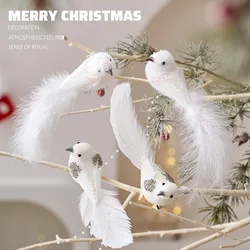 2Pcs Christmas Tree Pendant Bird Decoration White Foam Simulated Bird Pendant Artificial Handmade Festival decorations New Year