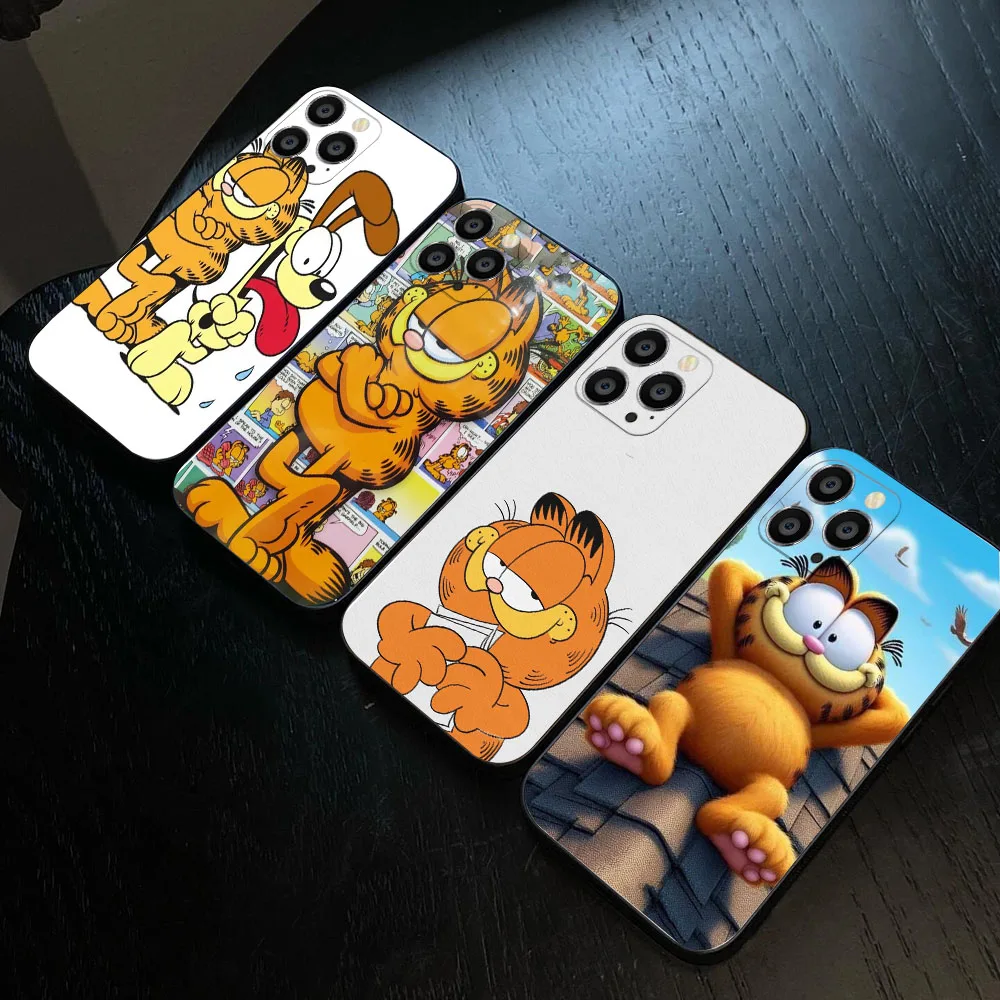 WD-7 Garfield Black Eagle Eye TPU Case For iPhone 11 12 13 14 15 Pro Plus Max