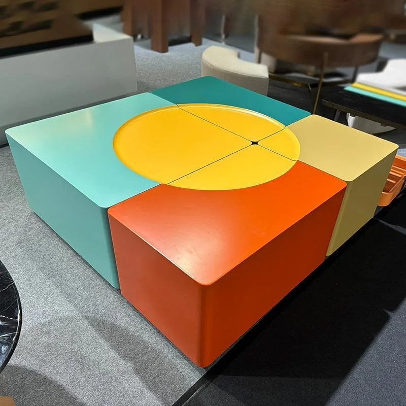 Dopamine sugar cube coffee table simple modern home living room color splicing can be combined macaron mobile small side table