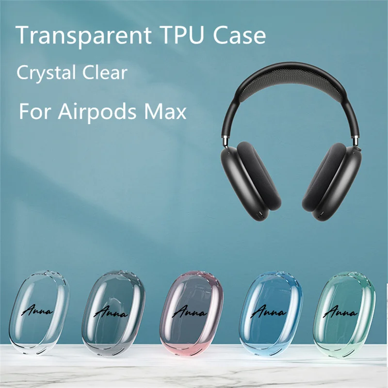 Personalization Name Customized Protective For Apple Airpods Max Earphone Case Transparent Soft Silicon Headphone Accessories