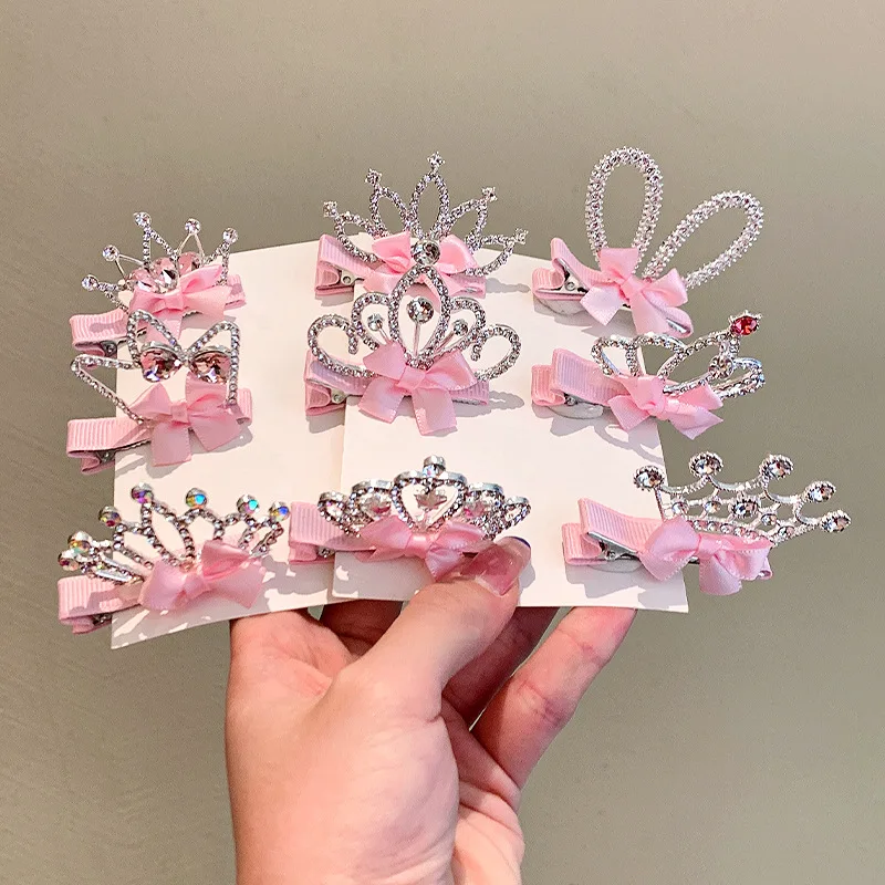 3D Crown Hairpin Children\'s Headwear Baby Girl Princess Hairpin Hair Clip Accessories Little Girls Rhinestone