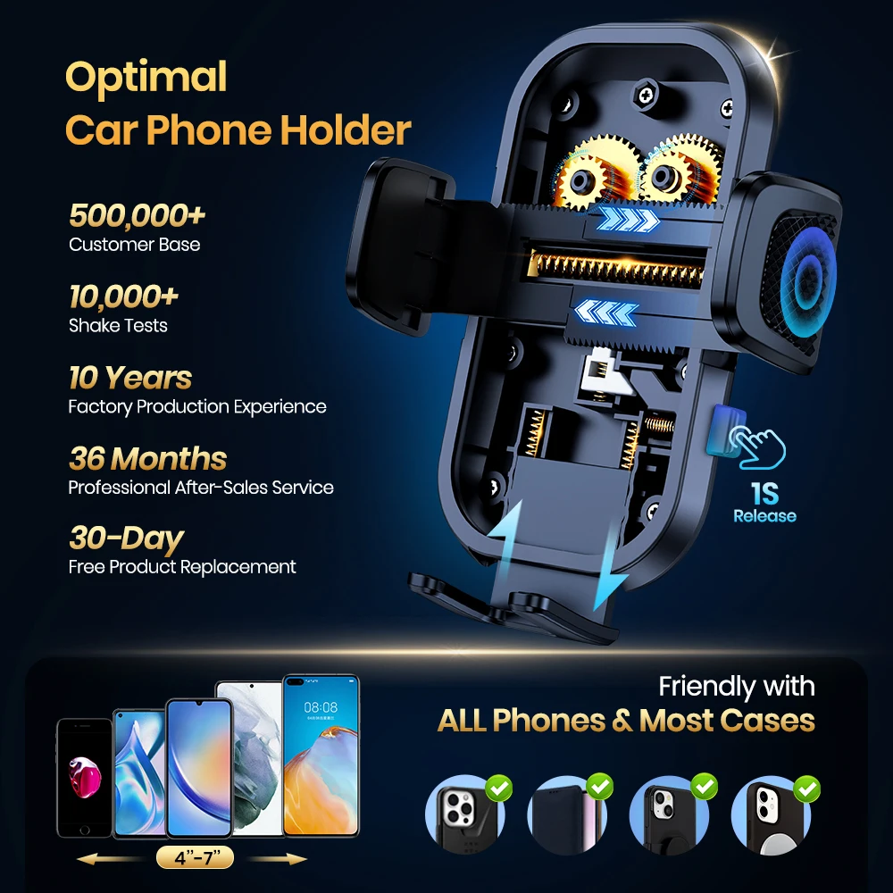 TOPK Car Phone Holder Air Vent Suction Cup Mount Stand for iPhone Samsung Xiaomi, Universal Mobile Support GPS Bracket