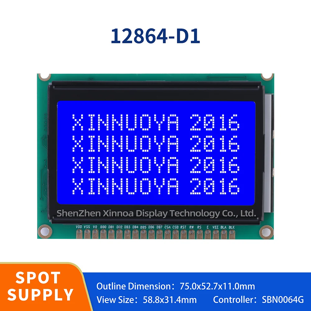 Manufacturer'S Shipment Blue Film With Black Letters LCD12864-D1 Low Power LCD Display 128X64 Graphical Display SBN0064G