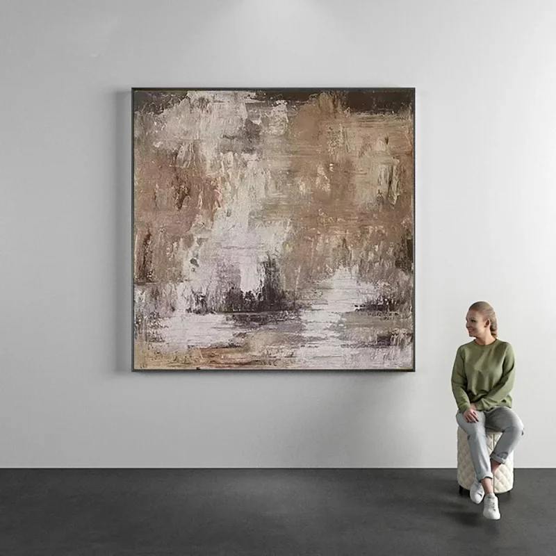 Handpainted Oversize Textured Abstract Oil Painting on Canvas Modern Sample Wall Art Wabi-sabi Painting Office Living Room Decor