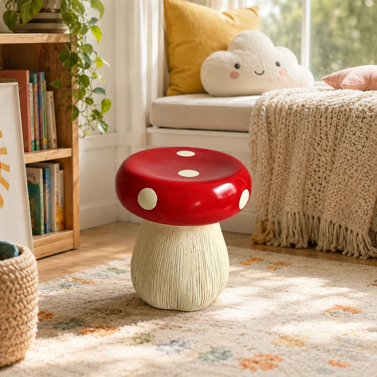 Resin Mushroom Stool Garden Outdoor Seat Decorative Patio Yard Lawn Accent Furniture Indoor Decor Red 33 X 33 X 34 cm Home Use view 8