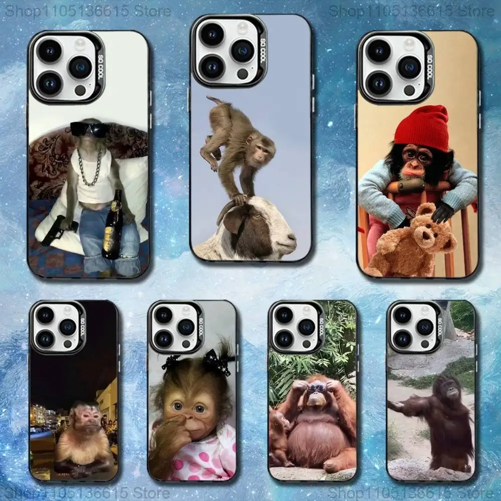 

Funny Monkey Cute Phone Case For iPhone 11,12,13,16,14,15,Mini,Pro,XS,MAX Black Matte Shockproof Cover