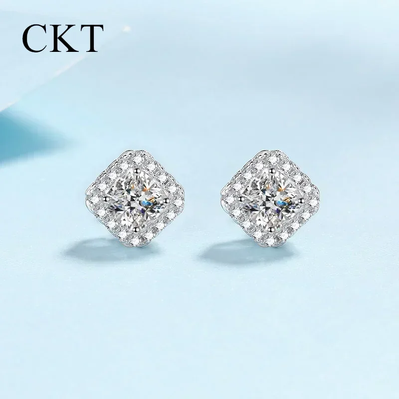 

18K White Gold Platinum Pt950 1-2ct Moissanite Diamond Women's Stud Earrings Fine Earrings White Gold Wedding Jewelry Gift