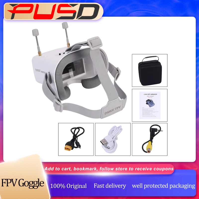 008D PRO FPV Goggles 5.8GHz 40CH Receiver with DVR 4.3inch HD LCD 16:9 3.7V 2000mAh Battery For Racing Drone Micro BWhoop Drone