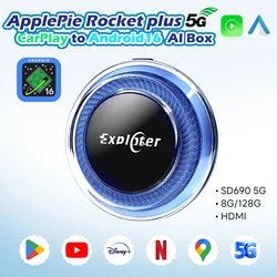 Exploter ApplePie Rocket Plus QCM6350 Android 16 Car Ai Box 5G (Not for USA) Wireless CarPlay & Android Auto HDMI 8GB RAM