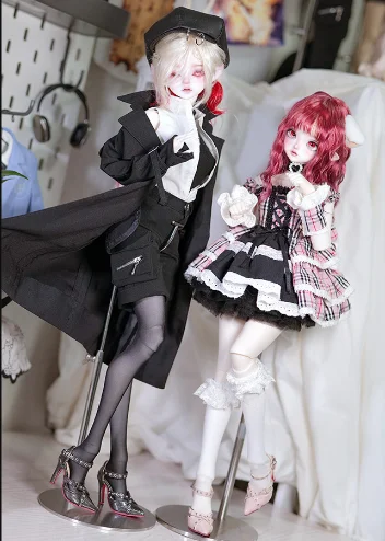 D09-P851 ręcznie robione zabawki dla dzieci 1/4 DFH MSD MDD buty dla lalek bjd czerwono-czarne szpiczaste buty na wysokim obcasie 1 para