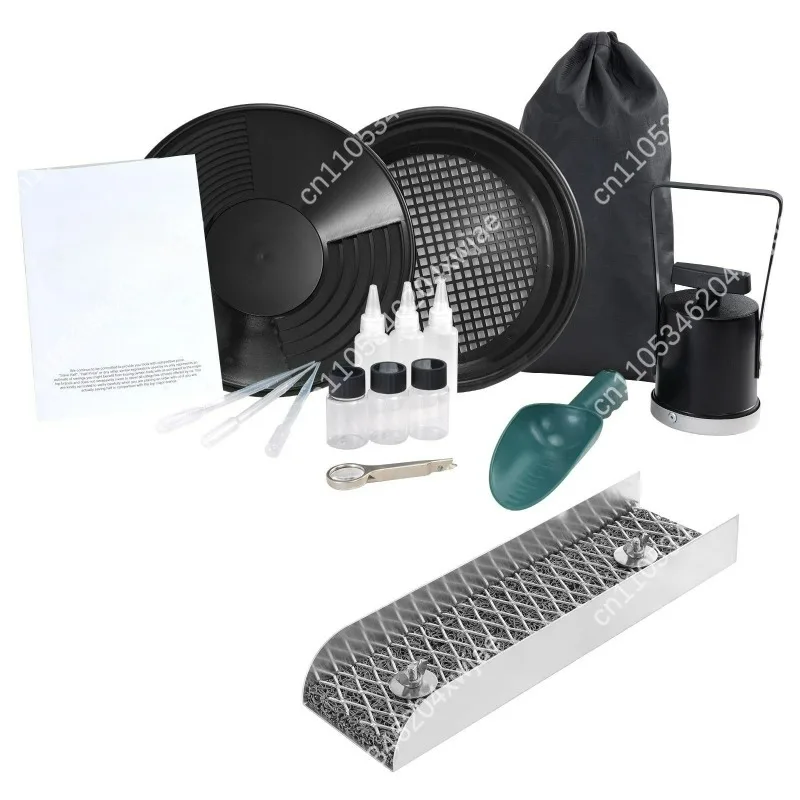 Mini Sluice Box Gold Panning Kit, Portable Aluminum Alloy Prospecting Set with Classifier & Magnet for Outdoor Mining