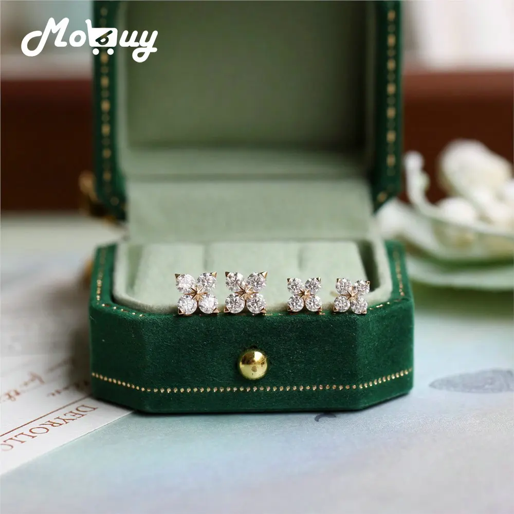 

MOBUY Lucky блестящие серьги с четырьмя листьями для женщин и мужчин, простые элегантные серьги из стерлингового серебра 925 пробы с позолотой, вечерние ювелирные изделия, подарок