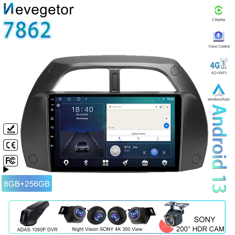 

4G для Toyota RAV4 2 CA20 CA20W XA20 2000-2003 IPS Android Автомобильный радиоприемник GPS-навигация Мультимедиа Стерео Carplay Без 2din DVD