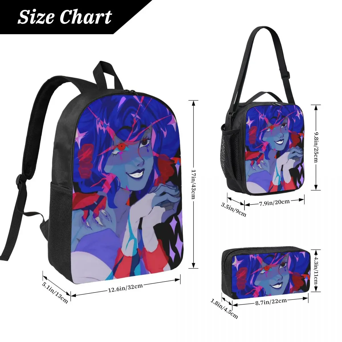 3Pcs K-Knights Of Guinevere Theme Backpack Set for Girls Boys Pen Bags Bookbag Sets with Lunch Box For School Students Daypack