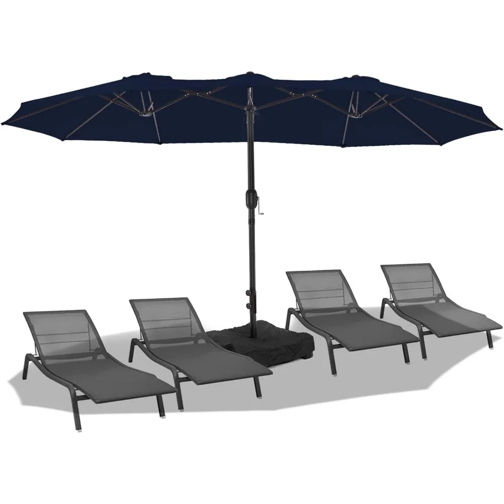 

XMSJ 15ft Large Patio Umbrellas with Base Included, Outdoor Double-Sided Umbrella with Crank Handle, Powerful UV Protec